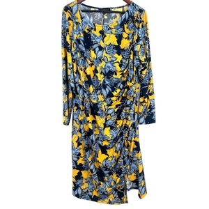 🆕 NWOT ELOQUII Plus Size 20 Yellow Floral Dress Summer Travel Casual Blouse